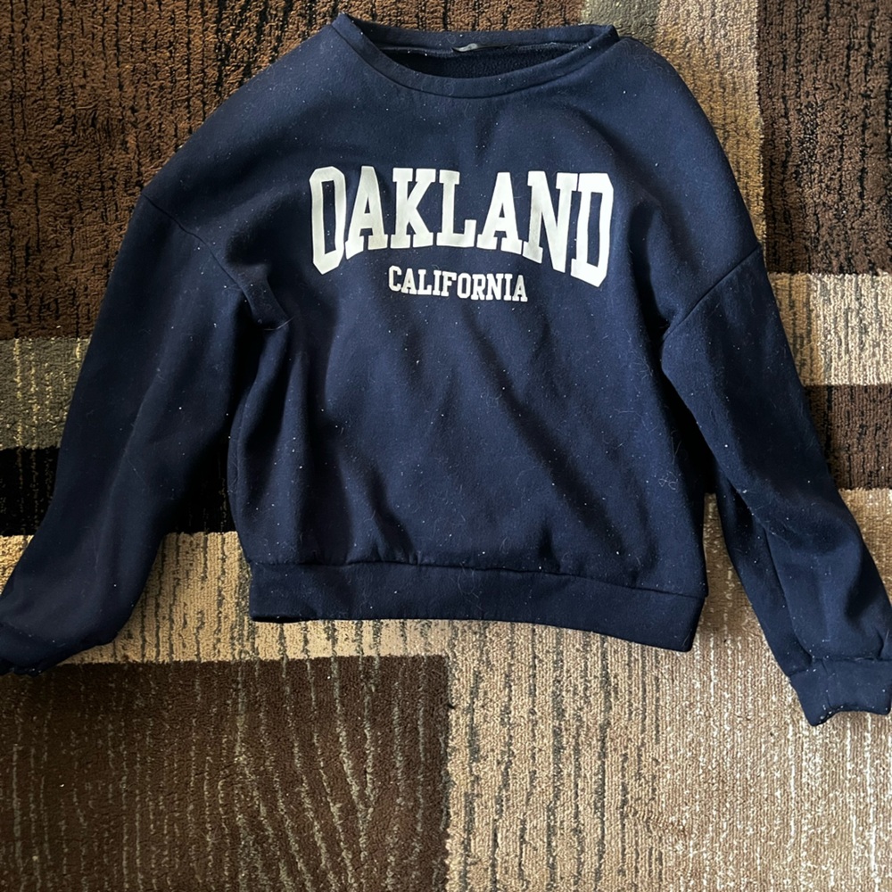 SHEIN Navy Oakland California Women's Crewneck Sweater